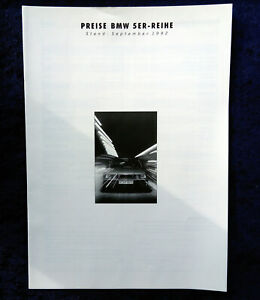 BMW 5er Reihe, E34, Preisliste 9.1992 Modelle: 520i 525i 525iX 530i 540i M5