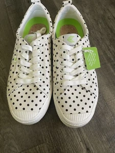 Cariuma OCA niedrig weiß Canvas schwarz gepunktet Sneaker Schuhe Herren Größe 8,5 Damen 10 - Bild 1 von 5