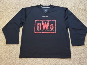 NWO Wolfpack WCW Bauer Hockey Jersey Size Large New World Order Red & Black EUC - Picture 1 of 6