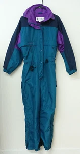 Columbia  Ski Suit Snowsuit One Piece Emerald Purple Retro Womens Med Vtg 80s - Picture 1 of 15