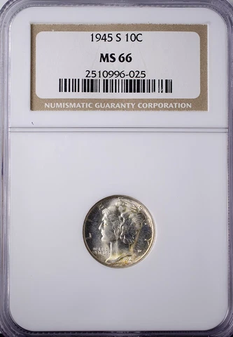 1945 S Mercury Dime NGC MS66 Cover