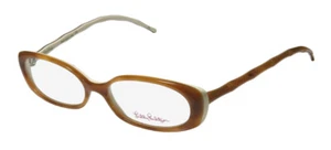 NEW LILLY PULITZER MEG GLASSES ITALY FULL-RIM 50-15-135 PLASTIC WD BROWN CAT EYE - Picture 1 of 8