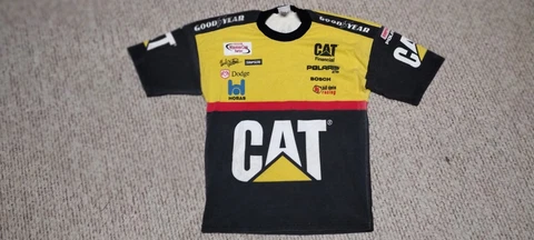Vintage 90s Ward Burton CAT Racing Team NASCAR T-Shirt All Over Winston Retro Cover