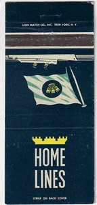 Vintage Matchbook Cover FS 30S Matchcover Home Lines Agency INC Broadway NYC  . - Imagen 1 de 3