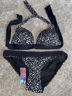 black bikini 12 ladies swimwear 2 piece new holidsy beach swimsuit  - Image 1 of 4