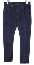 NUDIE Thin Finn Org. Dry Dark Grey Jeans Men's W33/L34 Slim Fit Blue