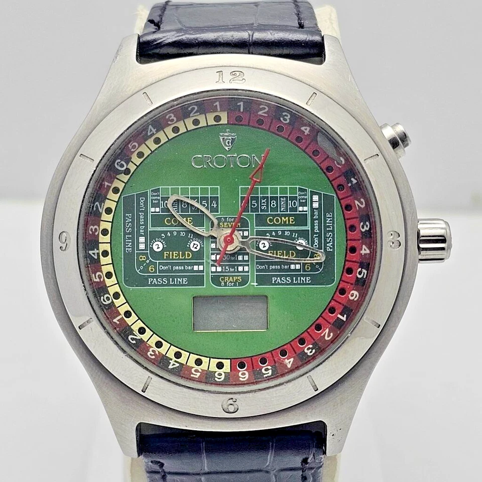 Reloj Hombre Croton Roulette Casino Game CN307297 Ana-Digi Cuarzo Vintage Foto 1 de 1