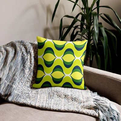 Retro Geometric Wave Pillow | Bold Abstract Decor Cushion | 18x18, 20x12, 22x22 - Image 1 of 4