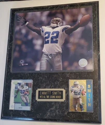 Emmitt  Smith Dallas Cowboys 22 Photo Man Cave 12X15 Wall Plaque 2 Cards Cover