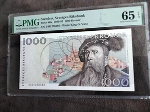 Schweden Note 1000 Kronen 1989 - 92 zertifiziert PMG 65 für Sammler - Bild 1 von 4