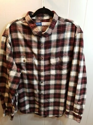 Camisa Abotonada Franela Calce Regular A Cuadros Borgoña Antigua Azul Marino Para Hombres Talla XXL Foto 1 de 4