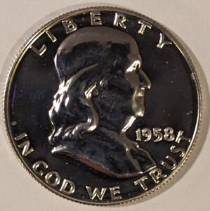 1958 Franklin Silver Proof Half Dollar Hi Grade U.S. Mint 90% Silver Beautiful 