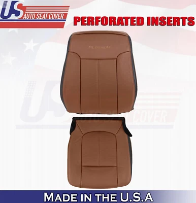 Fundas de cuero marrón para Ford F250 Platinum 2013 a 2016 superior e inferior del conductor Foto 1 de 4