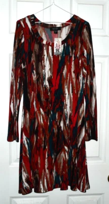 NWT KAREN KANE DRESS ~ SIZE L ~ STRETCHY KNIT ~ MULTI-COLOR PRINT ~ DILLARD'S - Image 1 of 4