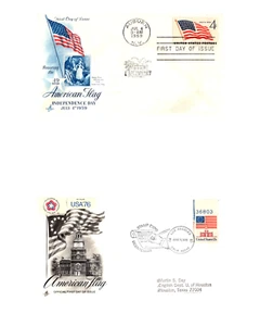 Briefumschläge Amerikanische Flagge New York Los Angeles Stempel 1959 & 1976 - Bild 1 von 3