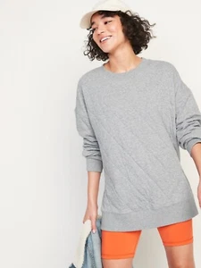 Sudadera antigua azul marino para mujer talla mediana alta gris túnica acolchada vintage pulóver - Imagen 1 de 12