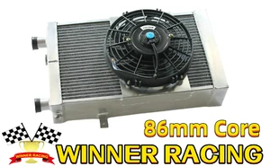 👍86mm Aluminum Radiator &Fan Fit Lotus Europa 1.5L/1.6L 1966-1976 1967 1975 M/T - Picture 1 of 6