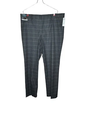 J. Ferrar Me's Dress Pants Ultra Comfort Check Plaid Slim Stretch Grey 38 NWT - Image 1 of 4