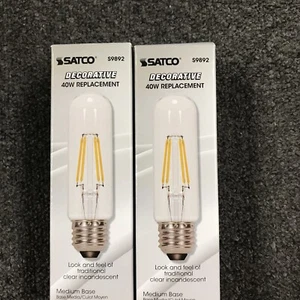 Lot/2 Satco S9892 4.5W T10 LED Medium E26 3000K 120V 40W Replacement Bulb Vintag - Picture 1 of 6