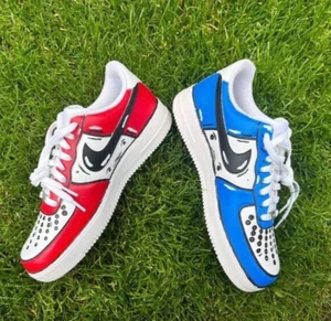 Air Force 1 Low Custom Mens Shoes, Cobalt Blue Fiery Red Inverted Cartoon Womens - Picture 1 of 22