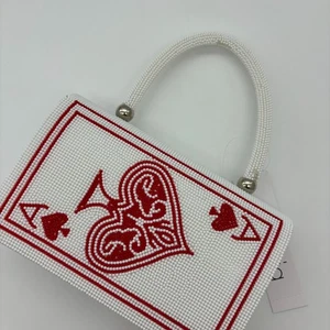Neu mit Etikett Alessia Perlen verziert weiß rot Ace of Spades Karten Handtasche Tasche Handtasche - Bild 1 von 10