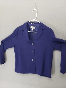 Talbots Women Jacket 6 Silk Collared Three Button Lined Classic Fit Blazer - Picture 1 of 14