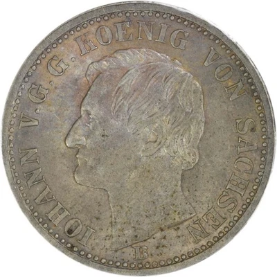 1865 B German States - Saxony 1/6 Thaler KM1205 EF Uncertified #900 - Image 1 of 2