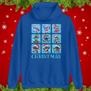 Cute Stitch Christmas Hoodie Funny Xmas Cartoon Holiday Festive Gift Hoodie Top - Picture 1 of 10