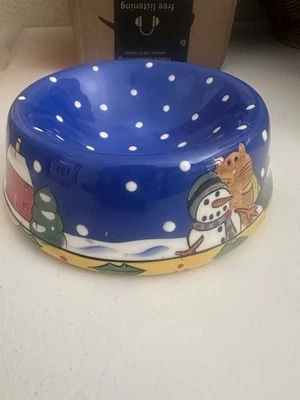 Винтажная рождественская миска с кормом или водой для кошек Catzilla - Изображение 1 из 4