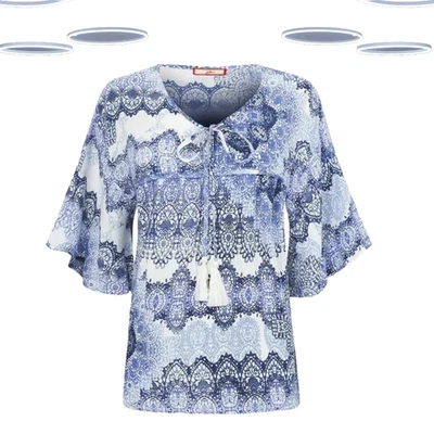 Ex Joe Browns Women's Short Sleeve Boho Paisley Printed Blouse - Blue Mix - Image 1 of 4