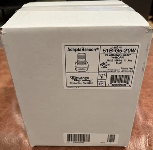 Edwards Signaling 51G-G5-20W  AdaptBeacon  Blue Flashing Light W/Horn NEW SEALED - Picture 1 of 1