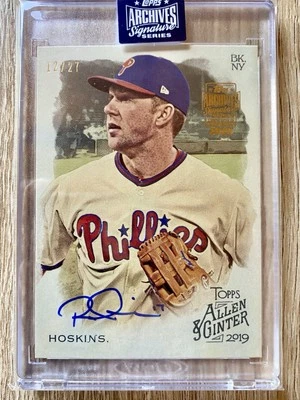2019 Topps Archives Rhys Hoskins Auto /27 Allen & Ginter Phillies Brewers - Image 1 of 2