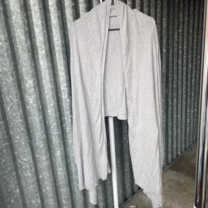 Grey Draped Waterfall Hem Cashmere Cotton Cardigan Size Medium - Picture 1 of 5