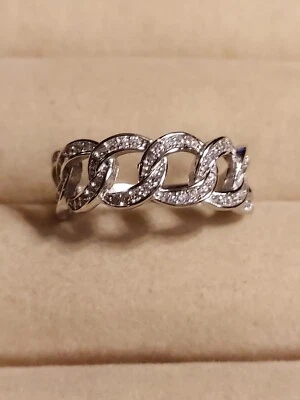 AAA 模拟 Cz's "Chainlink" 1. 毫米,14K 白金盘纯银 925,8 — 第 1/4 张图片