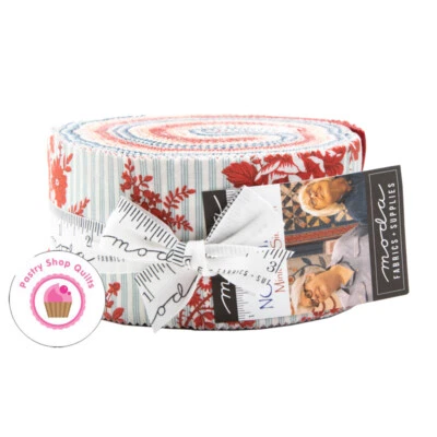 Moda NORTHPORT Minick & Simpson JELLY ROLL 40 strips Quilting RED WHITE BLUE - Image 1 of 4