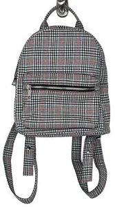 Forever 21 Backpack Plaid Mini Adjustable Strap Black White Red NWOT - Picture 1 of 6