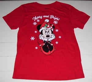Girls Disney Junior Red Minnie Mouse Merry and Bright Christmas T Shirt S - Picture 1 of 3