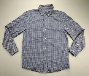 Vineyard Vines Youth Small Button Down Long Sleeve Check Navy/White Shirt - Picture 1 of 12