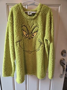 Dr Seuss Grinch Pigiama Camicia Donna Taglia XL Maniche Lunghe Natale Top Carino - Foto 1 di 5