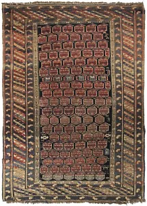 Alfombra Shirvan Caucásica Antigua Auténtica 4X6 Azul Cuba 117cmX173cm c.1880 - Imagen 1 de 12