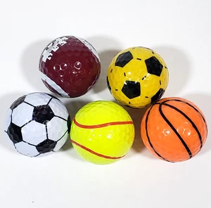 5 pelotas de golf - tema deportivo - tenis, baloncesto, fútbol, voleibol - Imagen 1 de 6
