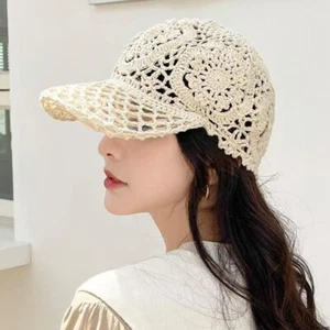 Cappello donna estivo cavo lavorato a maglia all'uncinetto berretto da baseball ragazza berretto a punta - Foto 1 di 10
