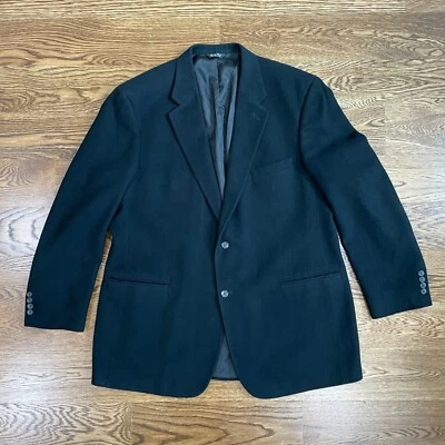 Bill Blass Etiqueta Negra Para Hombres 100% Cabello Camel Traje Chaqueta Abrigo Negro Talla 48L Cálido Foto 1 de 4