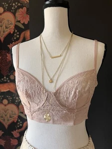 NWT Free People Sweet Nothings Bra Bralette Light Sand Pink Beige Size 34B Small - Picture 1 of 5