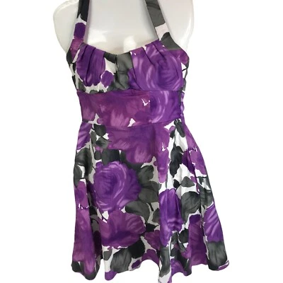 Ruby Rox Talla 3 Púrpura Floral Verano Sol Vestido Pinup Tul Bajo Falda De Colección Y2K Foto 1 de 4