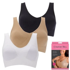 Womens Ladies Sports Sleep Comfort Bras Full Cup Non-Wired Seamless Soft - Picture 1 of 35