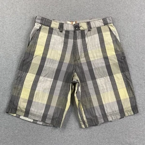 Pantalones Cortos OP Ocean Pacific Para Hombres 36 Bermudas 5 Bolsillos Amarillo A Cuadros 11” Entrepierna Preppy - Imagen 1 de 18