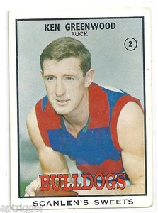 1968 B Scanlens (2) Ken GREENWOOD Footscray Vg. - Picture 1 of 2