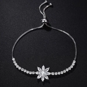 Schönes Armband Schneeflocke snowflake Schmuck Weißgold plattiert (vergoldet) - Bild 1 von 5