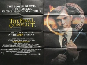 1981 OMEN III THE FINAL CONFLICT SAM NEILL ORIGINAL ISSUE UK QUAD FILM POSTER - Foto 1 di 8